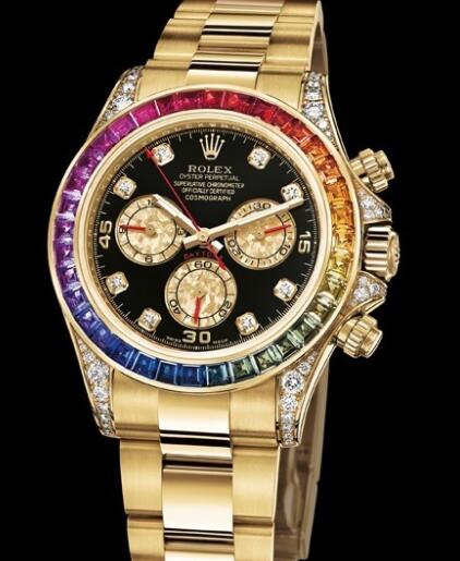 Rolex Watches Oyster Perpetual Cosmograph Daytona Rainbow 116598 RBOW-78608 Yellow Gold - Diamonds - Sapphires